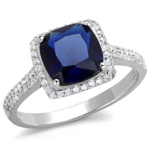 Jewellery Kingdom Ladies Sapphire Cushion Sterling Silver 925 2.30 Carat Royal Ring (Blue) - Jewelry Rings - British D'sire Main image