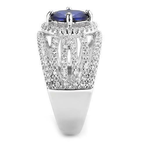 Jewellery Kingdom Ladies Sapphire Cz Oval 2 Carat Silver Rhodium Dress Pretty Ring (Blue) Secondary image