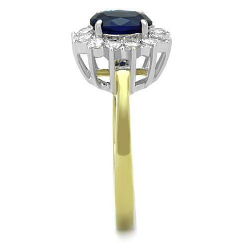 Jewellery Kingdom Ladies Sapphire Cz Steel Oval Elegant 2 Carat Gold Ring - Jewelry Rings - British D'sire