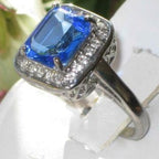 Jewellery Kingdom Ladies Sapphire Emerald Cut 4 Carat Stainless Steel Dress Ring Royal Blue - Jewelry Rings - British D'sire