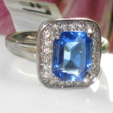 Jewellery Kingdom Ladies Sapphire Emerald Cut 4 Carat Stainless Steel Dress Ring Royal Blue - Jewelry Rings - British D'sire