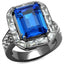 Jewellery Kingdom Ladies Sapphire Emerald Cut Cz Stainless Steel Cocktail Silver Ring - Jewelry Rings - British D'sire