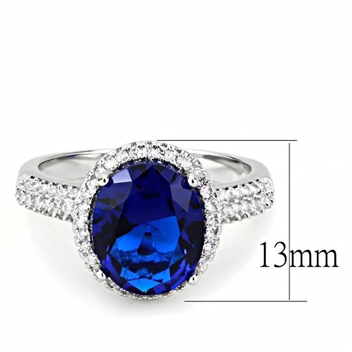 Jewellery Kingdom Ladies Sapphire Oval 6 Carat Solitaire Accent Cz Rhodium Ring (Blue Silver) Secondary image