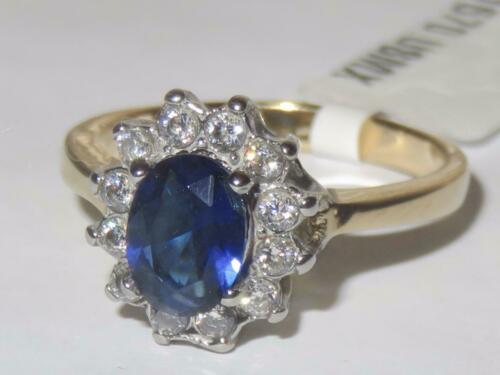 Jewellery Kingdom Ladies Sapphire Oval Cz Dress 18kt Steel Pretty Steel Gold Ring (Blue) Secondary image