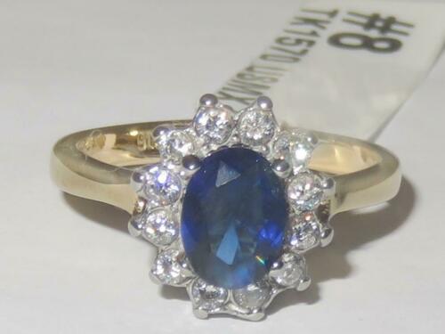 Jewellery Kingdom Ladies Sapphire Oval Cz Dress 18kt Steel Pretty Steel Gold Ring (Blue) - Jewelry Rings - British D'sire Main image