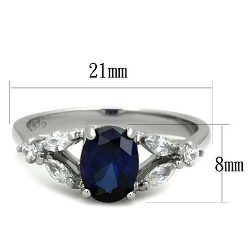 Jewellery Kingdom Ladies Sapphire Oval Simulated Diamonds Marquise Ring (Blue) Secondary image