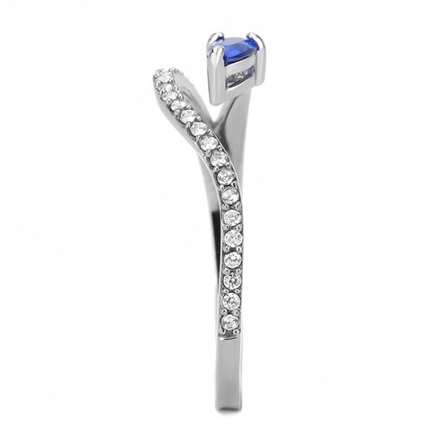 Jewellery Kingdom Ladies Sapphire Pear Cut Stainless Steel Sparkle Cubic Zirconia Ring (Blue) Secondary image