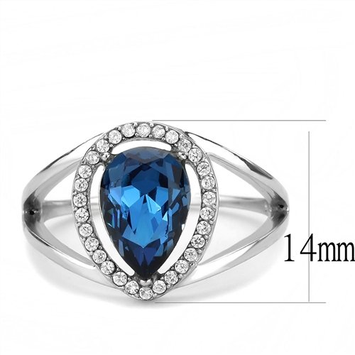 Jewellery Kingdom Ladies Sapphire Pear Cz 2.50 Carat Silver Stainless Steel Blue Montana Ring - Jewelry Rings - British D'sire Main image