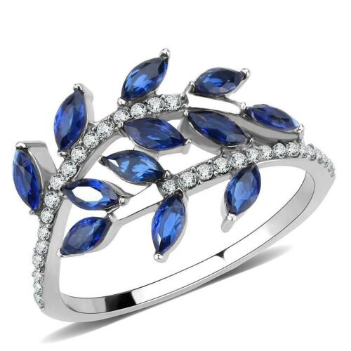 Jewellery Kingdom Ladies Sapphire Ring Marquise Blue Stainless Steel Sparkle Cubic Zircon - Jewelry Rings - British D'sire Main image