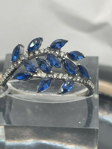 Jewellery Kingdom Ladies Sapphire Ring Marquise Blue Stainless Steel Sparkle Cubic Zircon Secondary image