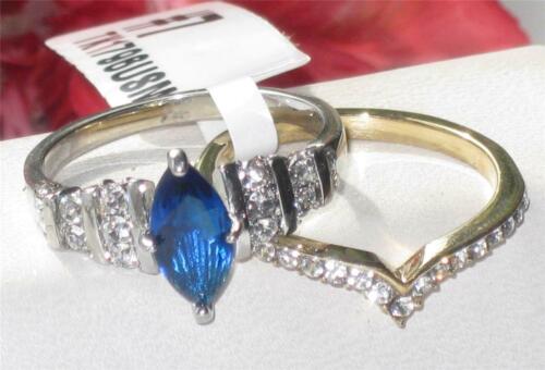 Jewellery Kingdom Ladies Sapphire Ring Set Marquise Gold Stainless Steel Wedding Engagement Secondary image