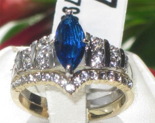 Jewellery Kingdom Ladies Sapphire Ring Set Marquise Gold Stainless Steel Wedding Engagement - Jewelry Rings - British D'sire Main image