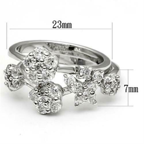 Jewellery Kingdom Ladies Set Cluster Stacking Bands 2pcs Cz 7mm Silver Eternity Flower Ring - Jewelry Rings - British D'sire