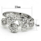 Jewellery Kingdom Ladies Set Cluster Stacking Bands 2pcs Cz 7mm Silver Eternity Flower Ring - Jewelry Rings - British D'sire