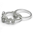 Jewellery Kingdom Ladies Set Cluster Stacking Bands 2pcs Cz 7mm Silver Eternity Flower Ring - Jewelry Rings - British D'sire