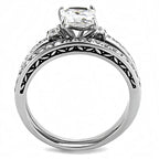 Jewellery Kingdom Ladies Set Cubic Zirconia Engagement Wedding Band Princess Ring (Silver) - Jewelry Rings - British D'sire