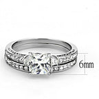 Jewellery Kingdom Ladies Set Cubic Zirconia Engagement Wedding Band Princess Ring (Silver) - Jewelry Rings - British D'sire