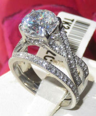 Jewellery Kingdom Ladies Set Cz 2.50 Carat Engagement Wedding Band Stainless Steel Twist Ring - Jewelry Rings - British D'sire
