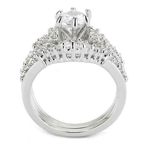 Jewellery Kingdom Ladies Set Engagement Wedding Band Baguettes 3pcs Sparkling 3pcs Cubic Zirconia Ring - Jewelry Rings - British D'sire