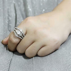 Jewellery Kingdom Ladies Set Engagement Wedding Band Baguettes 3pcs Sparkling 3pcs Cubic Zirconia Ring - Jewelry Rings - British D'sire