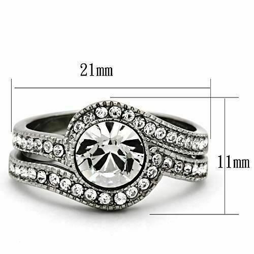 Jewellery Kingdom Ladies Set Engagement Wedding Band Cubic Zirconia Stainless Steel 2 Carat Ring Secondary image