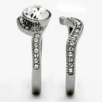 Jewellery Kingdom Ladies Set Engagement Wedding Band Cubic Zirconia Stainless Steel 2 carat Ring (Silver) - Jewelry Rings - British D'sire