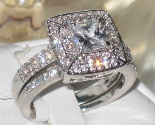 Jewellery Kingdom Ladies Set Engagement Wedding Band Princess Cut 150 Carat Stainless Steel ring - Engagement Rings - British D'sire Main image