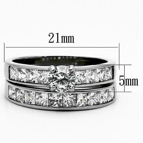 Jewellery Kingdom Ladies Set Engagement Wedding Band Princess Square Stainless Steel Ring Secondary image