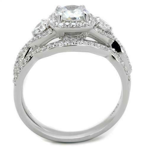 Jewellery Kingdom Ladies Wedding Engagement Band Stamped Sterling Silver Cubic Zirconia 2pcs Ring Secondary image