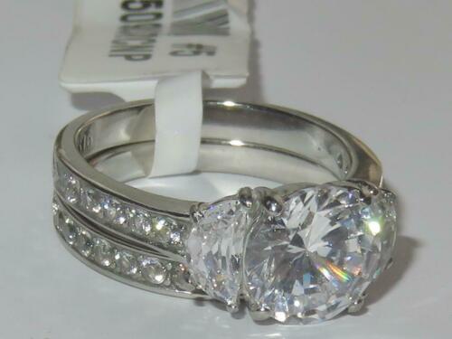 Jewellery Kingdom Ladies Set Engagement Wedding Band Three Stone 3 Carat Stainless Steel Ring Secondary image