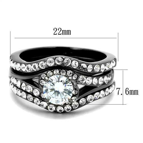 Jewellery Kingdom Ladies Set Engagement Wedding Bands 3pcs Gun Metal Grey 2.50 Carat Ring Secondary image