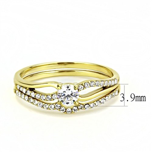 Jewellery Kingdom Ladies Set Gold Engagement Wedding Band Stainless Steel Elegant Ring - Jewelry Rings - British D'sire