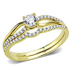 Jewellery Kingdom Ladies Set Gold Engagement Wedding Band Stainless Steel Elegant Ring - Jewelry Rings - British D'sire