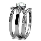 Jewellery Kingdom Ladies Set Stainless Steel Engagement 2 Bands Wedding Enamel Ring (Black) - Jewelry Rings - British D'sire