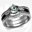 Jewellery Kingdom Ladies Set Stainless Steel Engagement 2 Bands Wedding Enamel Ring (Black) - Jewelry Rings - British D'sire