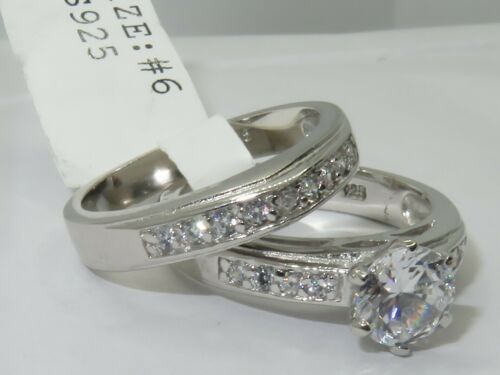 Jewellery Kingdom Ladies Set Sterling Cubic Zirconia Engagement Wedding Band Engagement 2pcs Ring Secondary image