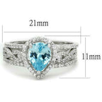 Jewellery Kingdom Ladies Set Sterling Silver Cubic Zirconia Guard Pear Engagement Band Ring (Blue Topaz) - Jewelry Rings - British D'sire