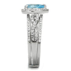 Jewellery Kingdom Ladies Set Sterling Silver Cubic Zirconia Guard Pear Engagement Band Ring (Blue Topaz) - Jewelry Rings - British D'sire