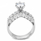 Jewellery Kingdom Ladies Set Wishbone Engagement Wedding Band Cubic Zirconia Ring - Jewelry Rings - British D'sire