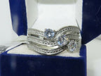 Jewellery Kingdom Ladies Silver Band Cz 3 Solitaires Stainless Steel Sparkling 3 Carat Ring - Jewelry Rings - British D'sire