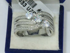 Jewellery Kingdom Ladies Silver Band Cz 3 Solitaires Stainless Steel Sparkling 3 Carat Ring - Jewelry Rings - British D'sire
