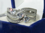 Jewellery Kingdom Ladies Silver Band Cz 3 Solitaires Stainless Steel Sparkling 3 Carat Ring - Jewelry Rings - British D'sire