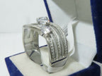 Jewellery Kingdom Ladies Silver Band Cz 3 Solitaires Stainless Steel Sparkling 3 Carat Ring - Jewelry Rings - British D'sire
