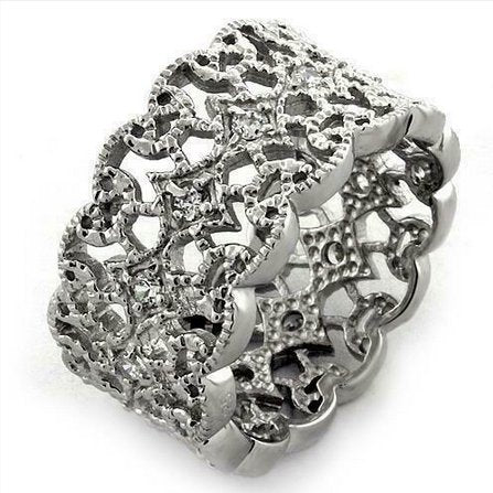 Jewellery Kingdom Ladies Silver Band Ring Sterling Silver Full Eternity Cz 9mm Wide Pretty - Jewelry Rings - British D'sire Main image
