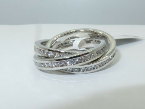 Jewellery Kingdom Ladies Silver Bands Russian Wedding Cubic Zirconia Interlocking Ring Secondary image