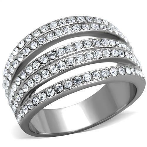Jewellery Kingdom Ladies Silver Cubic Zirconia Dome Cz Clear Stainless Steel Ring - Jewelry Rings - British D'sire