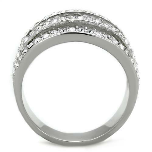 Jewellery Kingdom Ladies Silver Cubic Zirconia Dome Cz Clear Stainless Steel Ring - Jewelry Rings - British D'sire