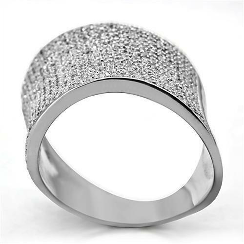 Jewellery Kingdom Ladies Silver Cz Cubic Zirconia Pave Band Wide Comfort Stamped Ring - Jewelry Rings - British D'sire