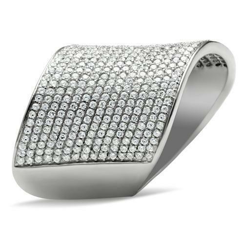 Jewellery Kingdom Ladies Silver Cz Cubic Zirconia Pave Band Wide Comfort Stamped Ring Secondary image