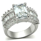Jewellery Kingdom Ladies Silver Cz Sterling Silver Emerald Cut 8 Carat Ring - Jewelry Rings - British D'sire